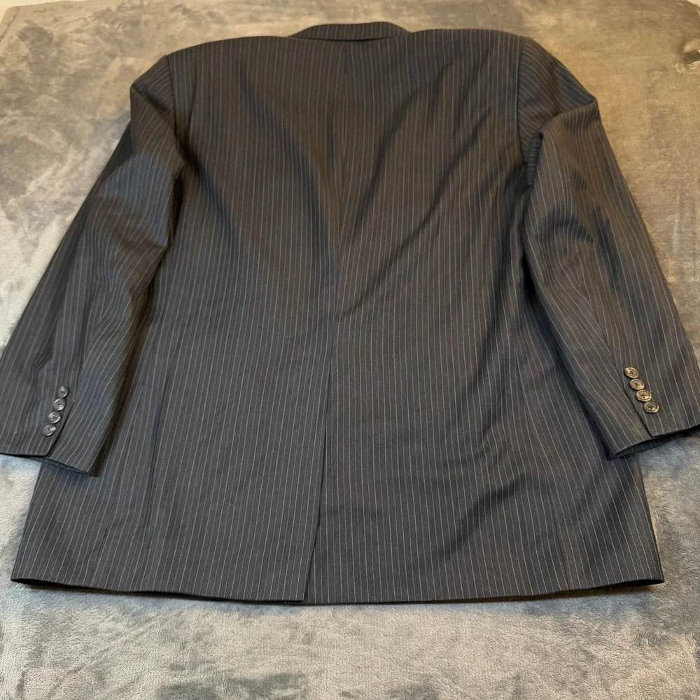 Lauren Ralph Lauren Pinstripe Suit Jacket Mens 46‎ Regular Gray Blue Wool Blazer